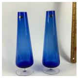 WMF Kristall Germany Blue Glass Vases