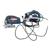 Bosch JS470E jigsaw, PL1682 planer - power on
