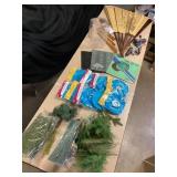 Wooden Folding Wall Fan, Lighted Oriental Lanterns