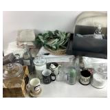 Home Decor, Glassware, Towels, Wreath, Storage