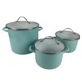 Turquoise Enamel Stockpots With Lids