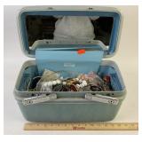 Costume Jewelry with blue travel case