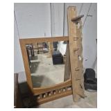 Wood Shelf With Plate Rail, Heart Cutouts & Pegs