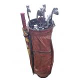 Wilson Golf Bag With 7 Golf Club Irons & Umbrella