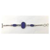 Sterling, lapis lazuli & aquamarine (or blue