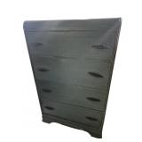 Wood Dresser 4 Drawer Painted Teal With Black