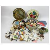 Sewing Supplies- Tins, Thread, Buttons