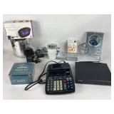 Homedics Sanitizer, Ativa Calculator, Projector +