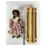 African American Doll With Wood Case
