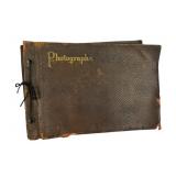 Vintage Leather Photograph Album With Photos