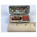 Antique Chinese horn ink seal stamp, in box