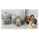 Daisy Sunshine Seed Ceramic Canister Set & Fruit T