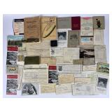 Ephemera Collection Featuring Postcards, Documents