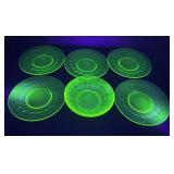 Green Uranium Glass Saucers, bowl