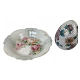 Imperial China Dish & Chinese Cloisonne Egg