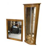 Lighted corner display cabinet, mirror