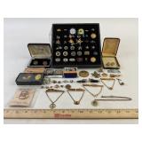 14k GF Cameo Screw back earrings, massonic pins