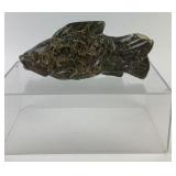 Fish carving fossilized stone - chip on tail