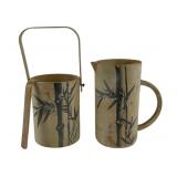 Bamboo-Style Japanese Pitcher And Bucket