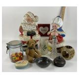 Christmas Figurines, Glassware, Teddy Bear, Candy