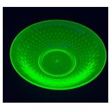 Uranium Green Depression Glass Bowl With Shield Ma
