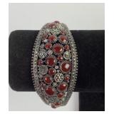 Sterling, garnet & marcasite bracelet. Total