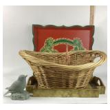 Decorative Trays, Wicker Baskets, Bird Figurine