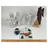 Frosted Glass Snowman Figurines, Angel, Cardinal S