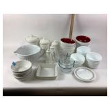 Corelle Bowls, Plates, Mixing Bowl, Canisters