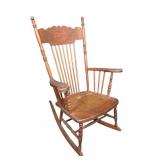 Victorian pressed back oak rocking chair