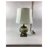Hand-Painted Glass Lamp With Brass Accents