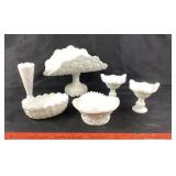 Milk Glass Pedestal and Serving Pieces