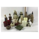 Holiday Figurines, Ceramic Church, Candles