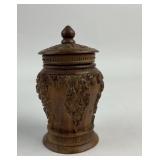 Antique Indonesian carved mahogany tobacco jar