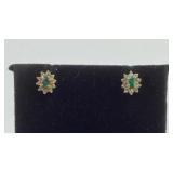 10k gold, emerald & diamond earrings. Total