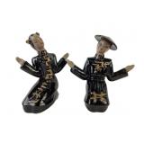 Pair mid century pottery Asian oriental figures