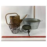 Metal Watering Can, Baskets, Tub, Stand