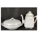 Victorian English white ironstone teapot &
