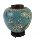 Antique Chinese cloisonne ginger jar, no lid,