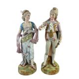 Pair huge Victorian German bisque porcelain