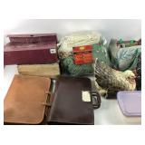 Blankets, Ceramic Chicken, Storage Bags, Wire Bask