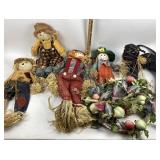 Scarecrow, Wicker Cat, Artificial Wreath
