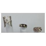 (3) sterling rings sizes 7, 8 & 9. Total weight