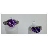 (2) sterling & amethyst rings sizes 6 & 6.5.