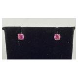 Pair 14k gold & pink sapphire earrings. Total