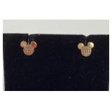 Pair 14k gold Mickey Mouse earrings. 1.43 grams.