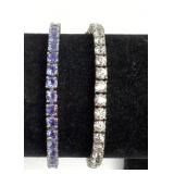 (2) sterling & stone bracelets. Total weight