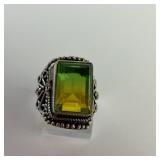 Sterling & bi-color quartz ring size 7. Total