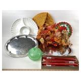 Viking Glass Cabbage Dish, Silver Style Platters,