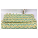 Yellow, Green, White Chevron Afghan Blanket